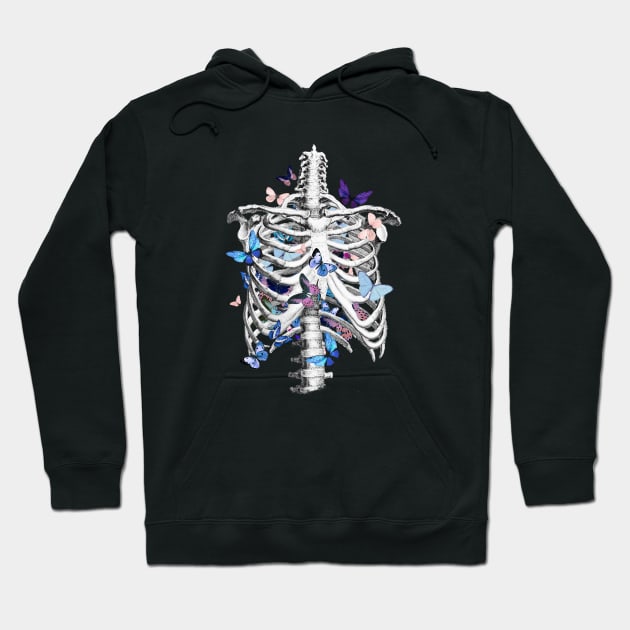 Rib Cage Floral 2 Hoodie by Collagedream